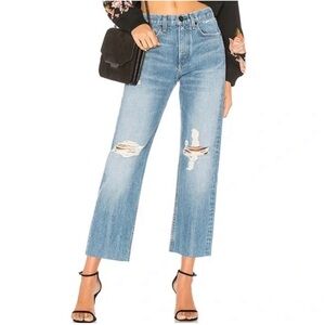 Rag & Bone High Rise Straight leg Cropped Distressed Jeans SZ 27 in Shaker Wash